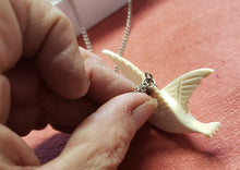 Load image into Gallery viewer, Fossil Walrus Ivory Flying Duck Necklace
