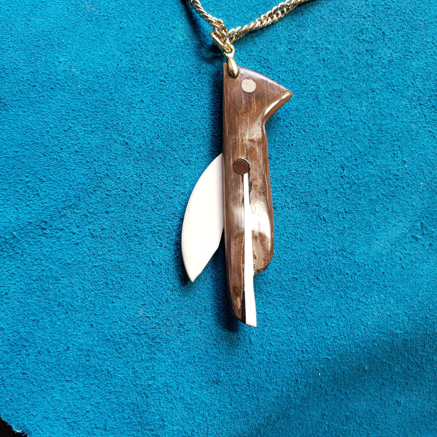 Abstract Fossil Mammoth Ivory Bird Necklace