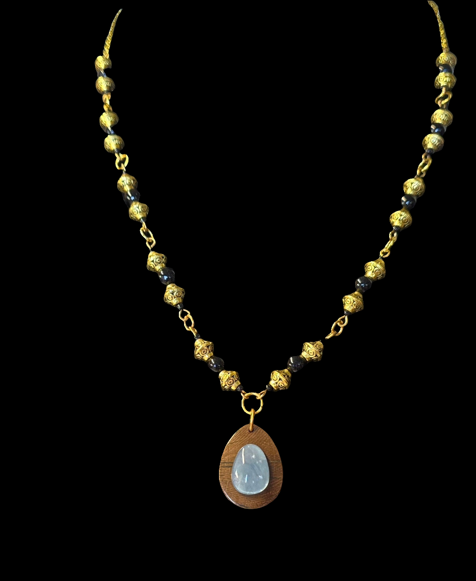 Ethiopian Opal & Mammoth Ivory Necklace