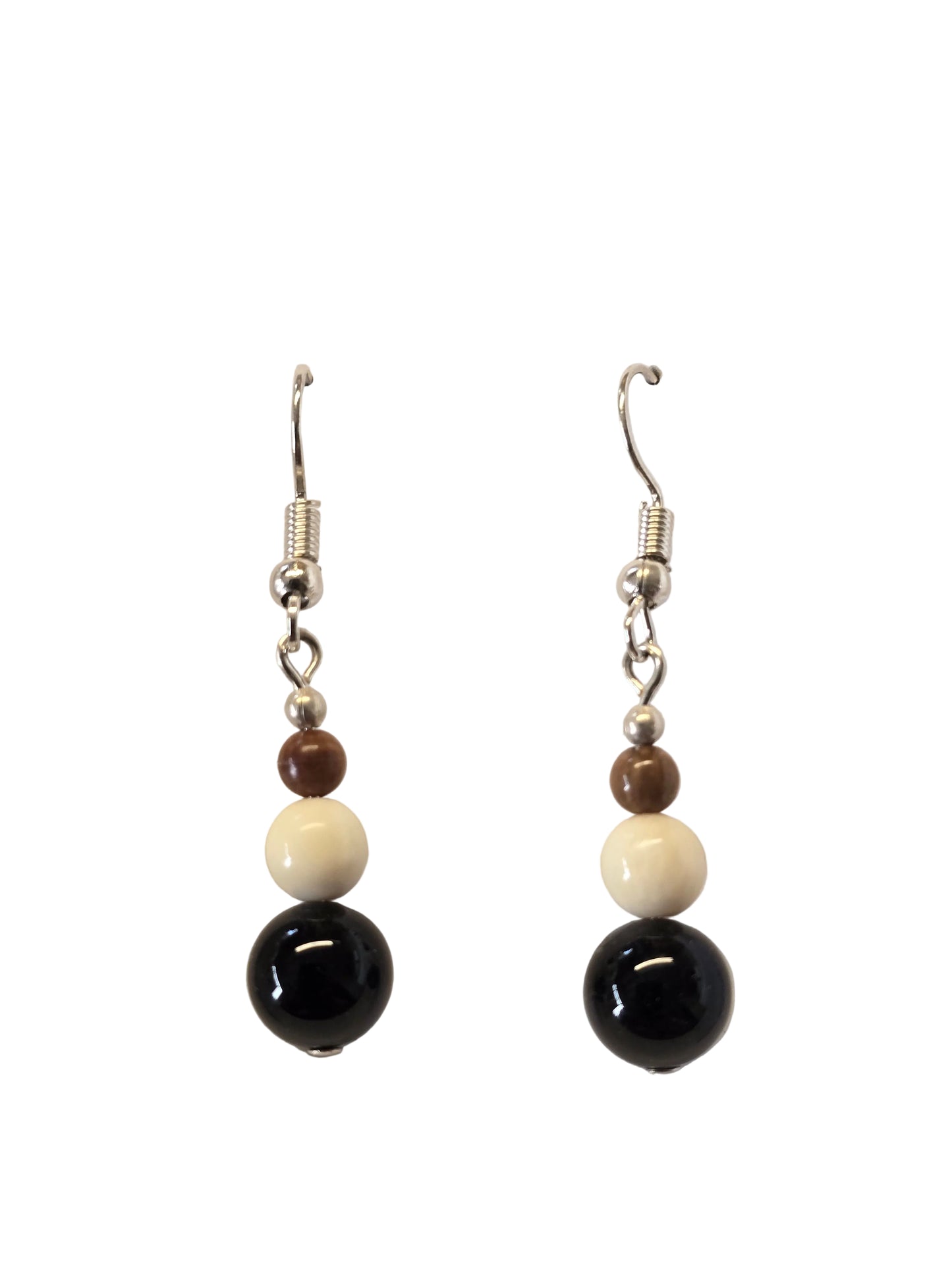 Jet & Fossil Mammoth Ivory Bead Earrings