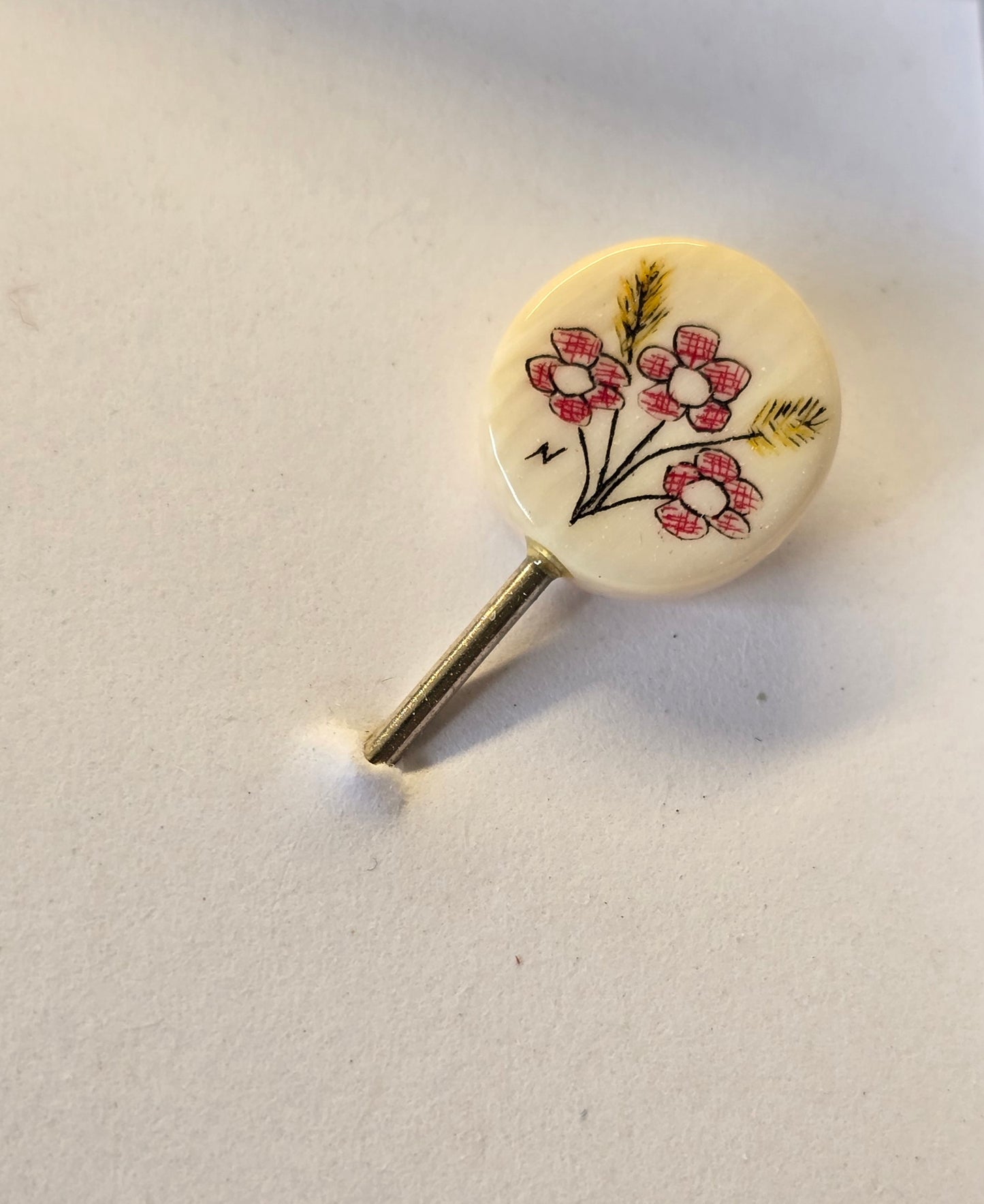 Hawaiian Carved Fossil Mammoth Ivory Scrimshaw Stick Pin
