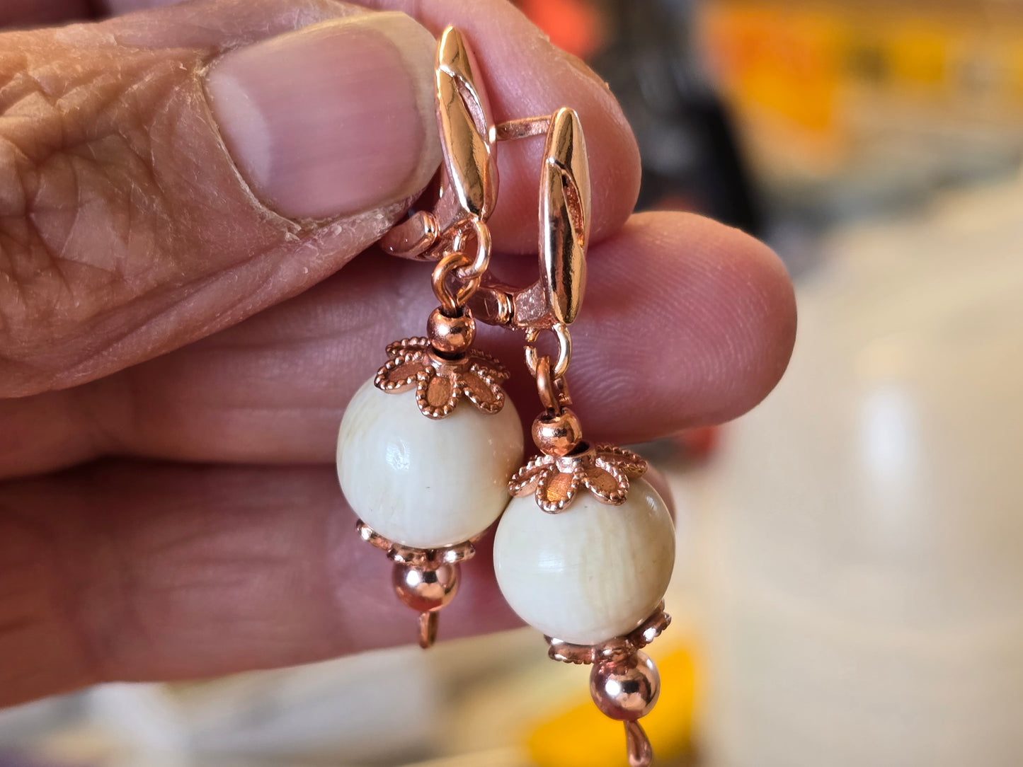 Ancient Fossil Mammoth lvory Bead Earrings