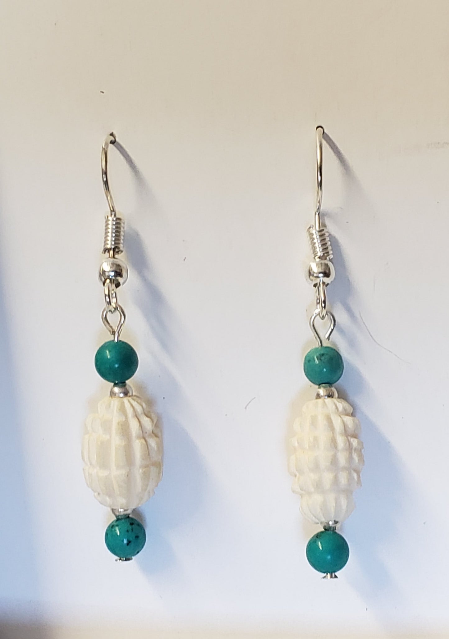 Turquoise and Bone Bead Earrings
