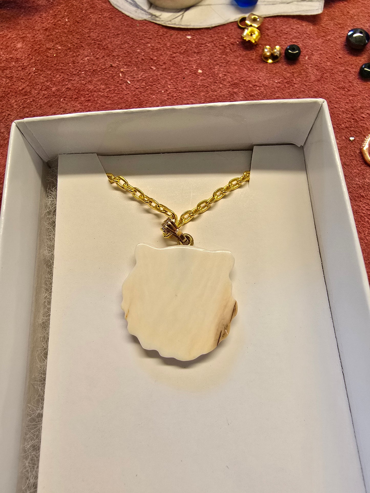 Scrimshaw Grizzly Bear Necklace