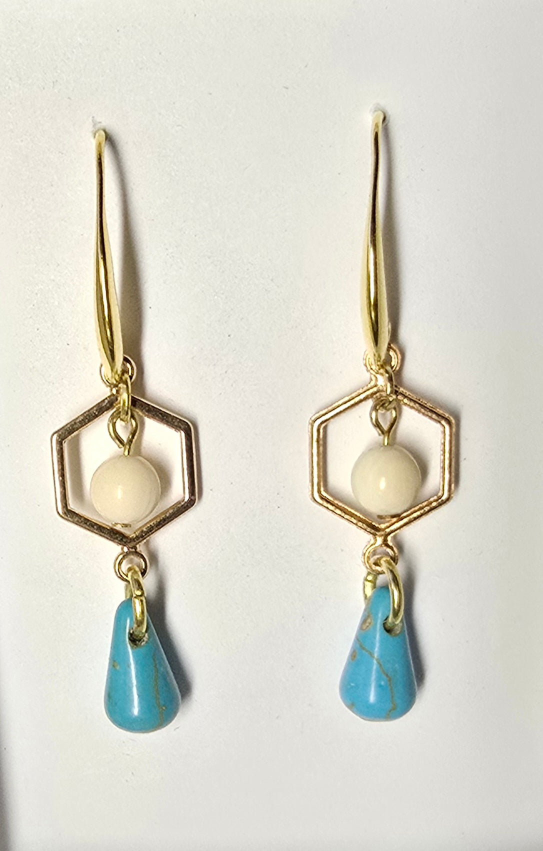 Fossil Mammoth lvory and Turquoise Dancing Girl Earrings