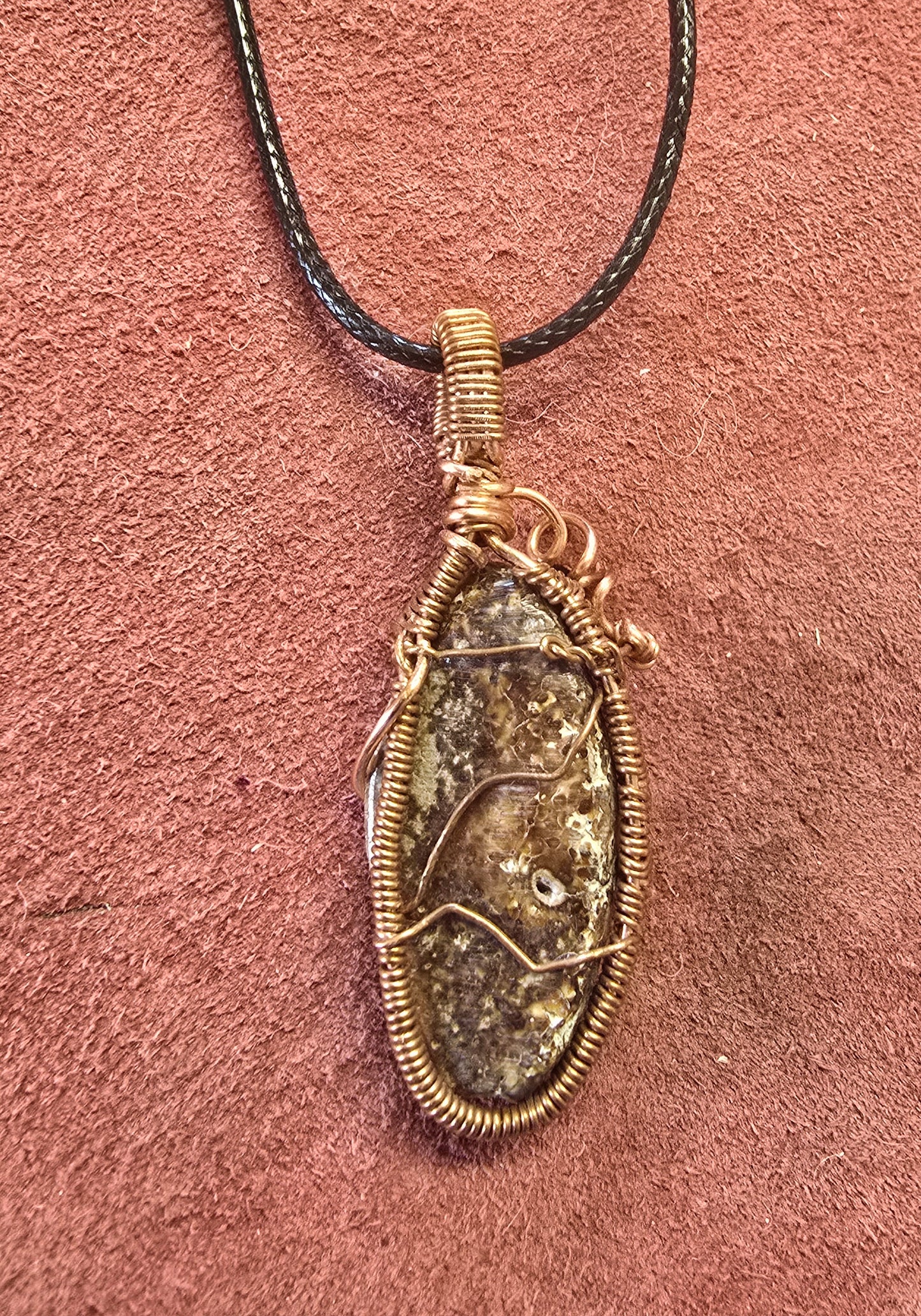 Beach Comber's Wire Wrapped Fossil Walrus lvory Necklace