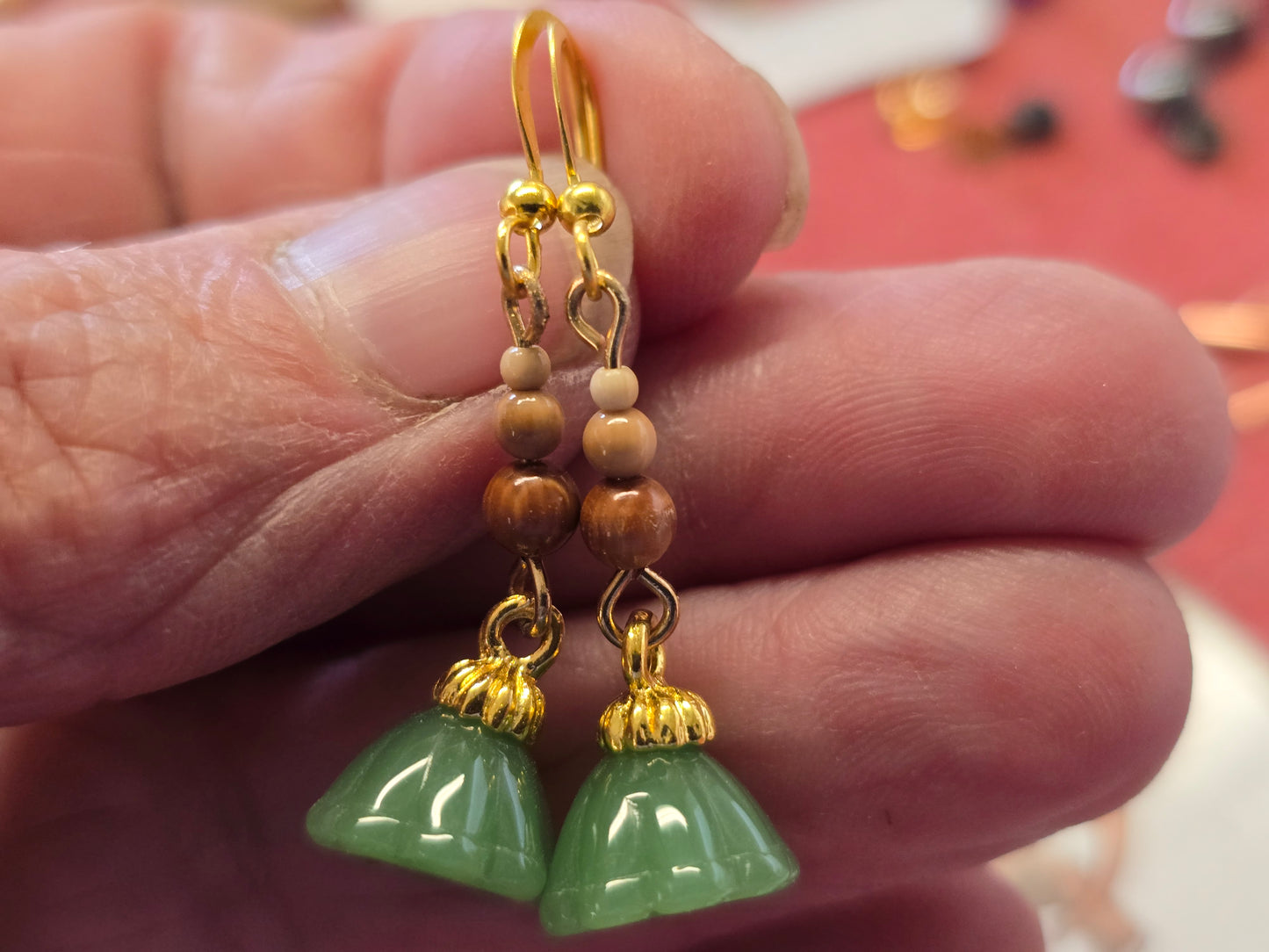 Tiny Fossil Mammoth Ivory Bead Earrings