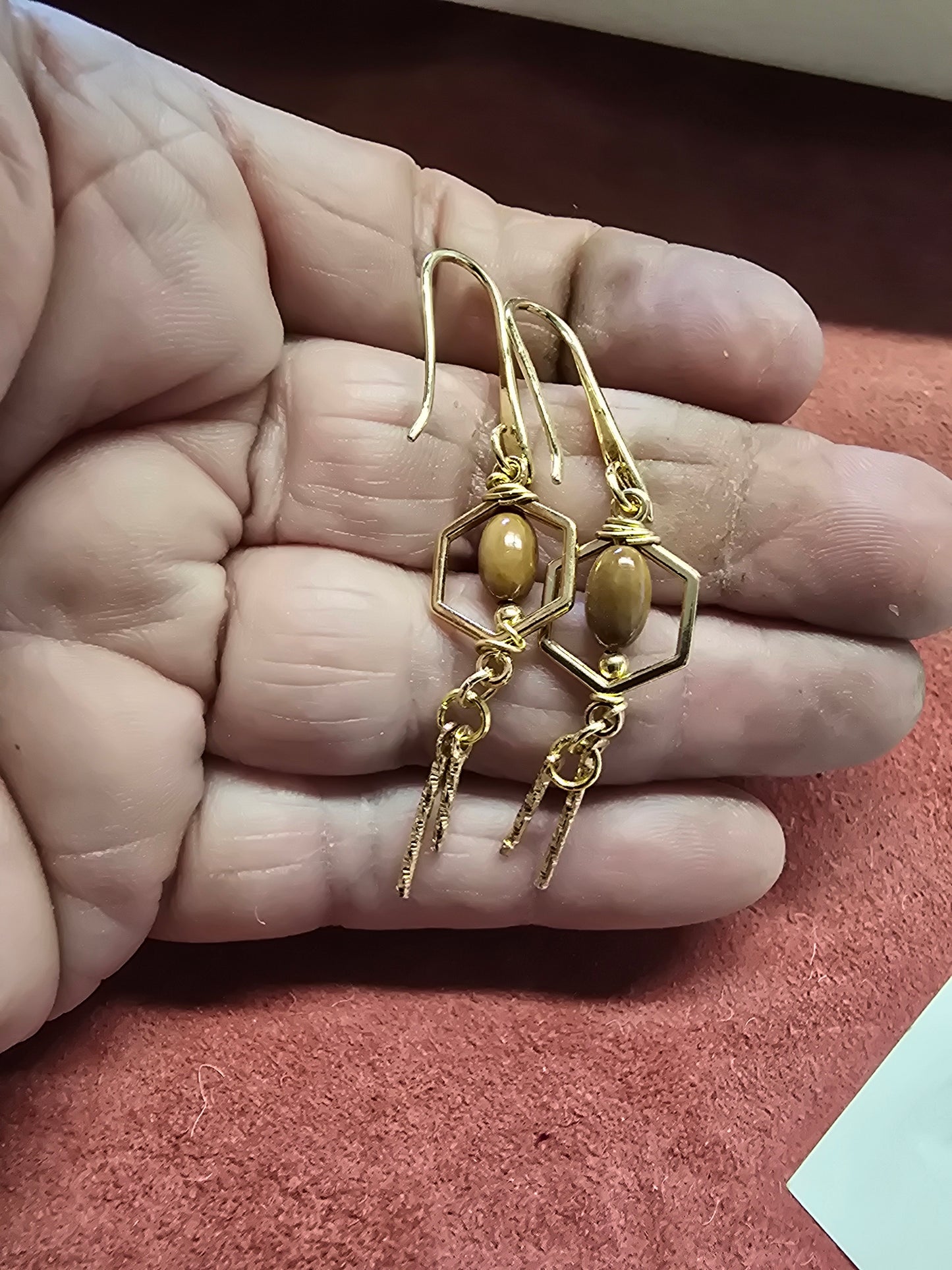 Oval Fossil Mammoth Ivory Bead Earrings