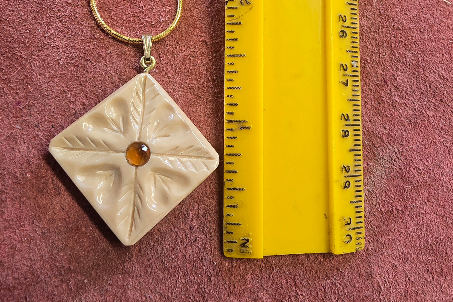 Hand Carved Mammoth Ivory Citrine Necklace