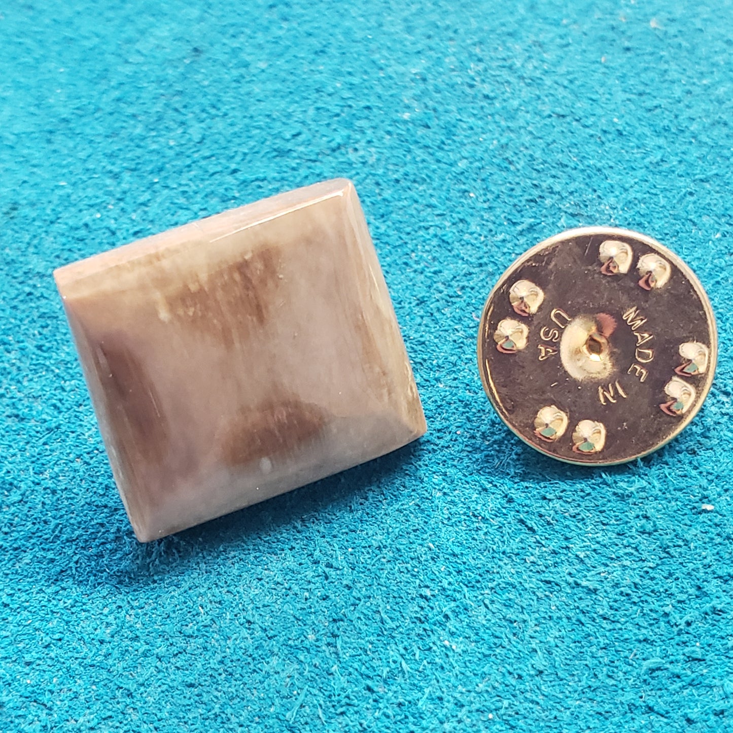 Square Fossil Mammoth Ivory Tie Tack