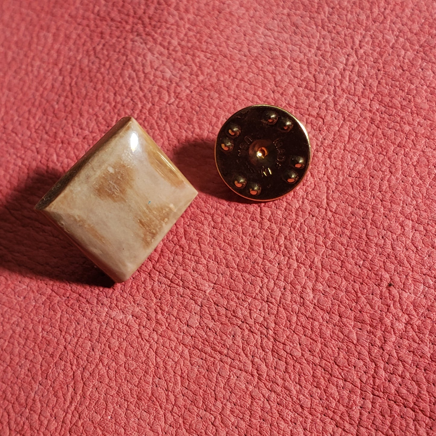 Square Fossil Mammoth Ivory Tie Tack