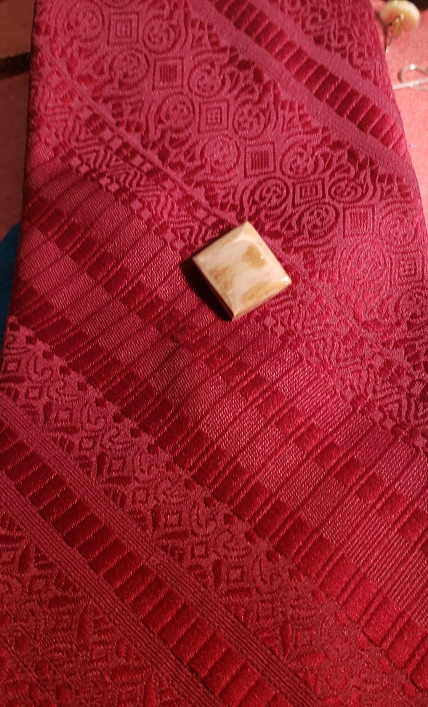 Square Fossil Mammoth Ivory Tie Tack