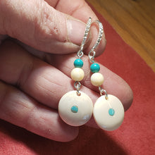 Load image into Gallery viewer, Fossil Mammoth Ivory Inlayed Turquoise Earrings
