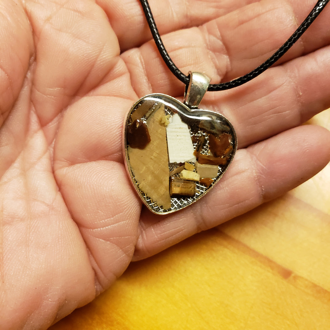 Fossil Ivory Collage Heart Necklace