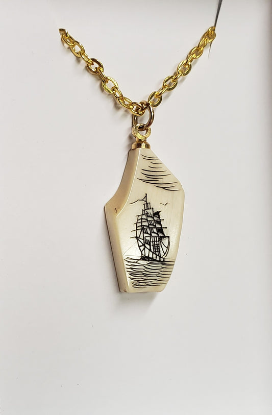 Antique Scrimshawed Necklace