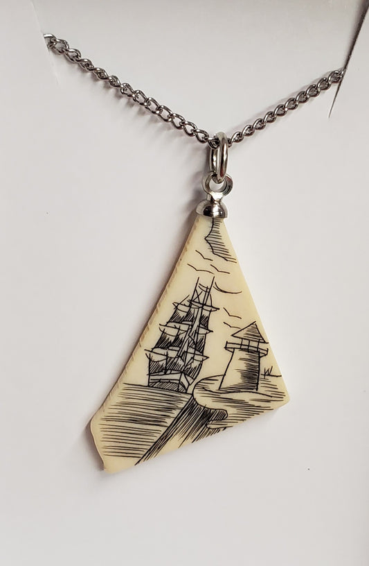 Bone Scrimshaw Necklace