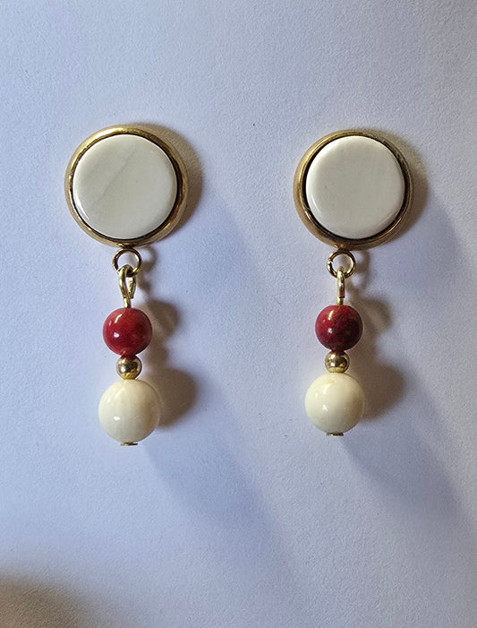 Fossil Mammoth lvory and Jasper Earrings