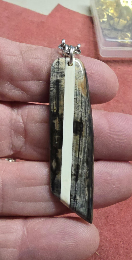 Inlayed Outshell Mammoth Ivory Necklace
