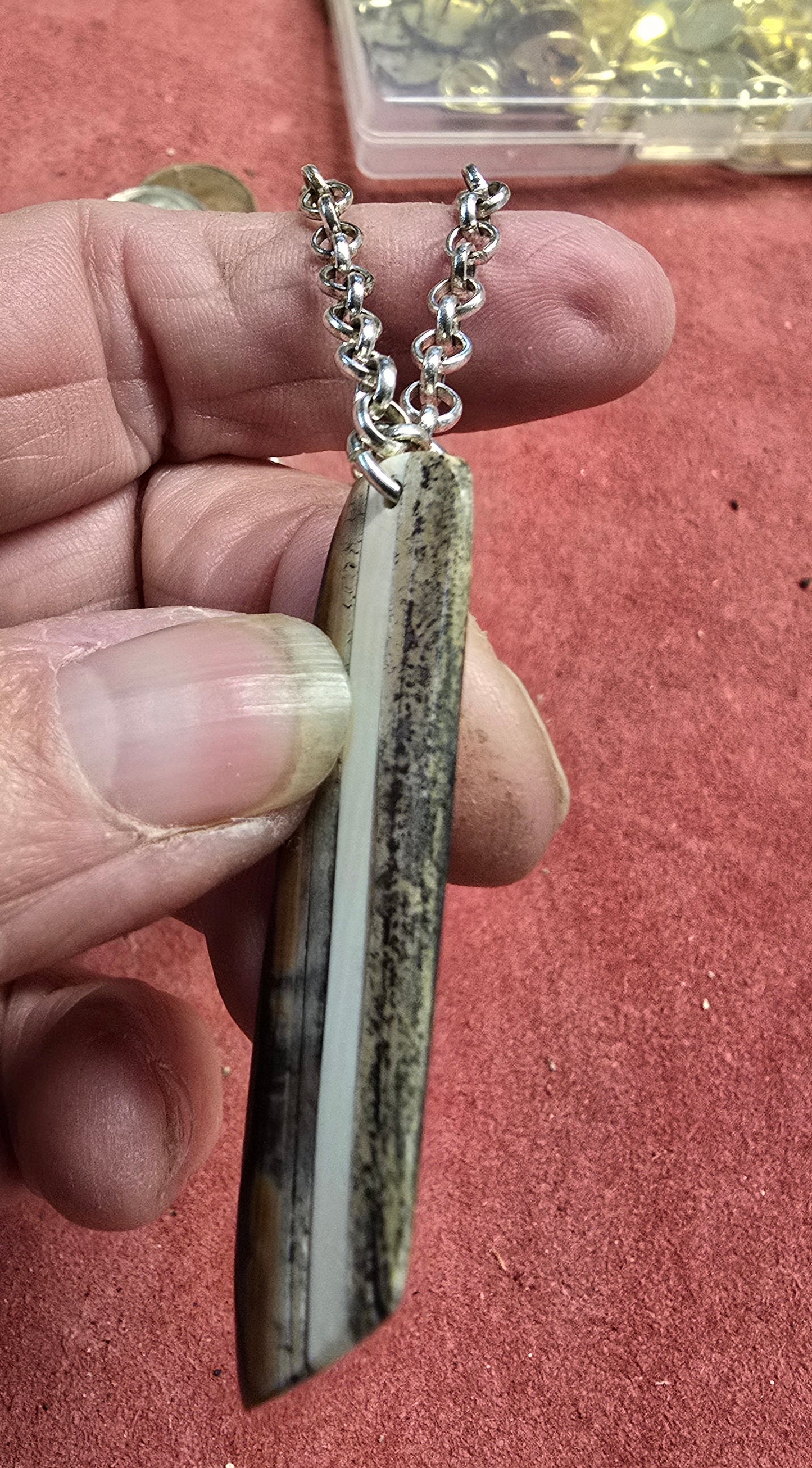 Inlayed Outshell Mammoth Ivory Necklace