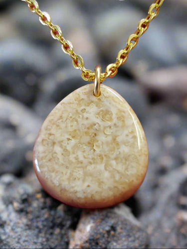 Simple Alaskan Fossil Walrus Ivory inner-core necklace. Estimated to be over 8,000+ years old. This Fossil Ivory was found while beach combing along the Northern Bering Sea in Alaska. It is 1