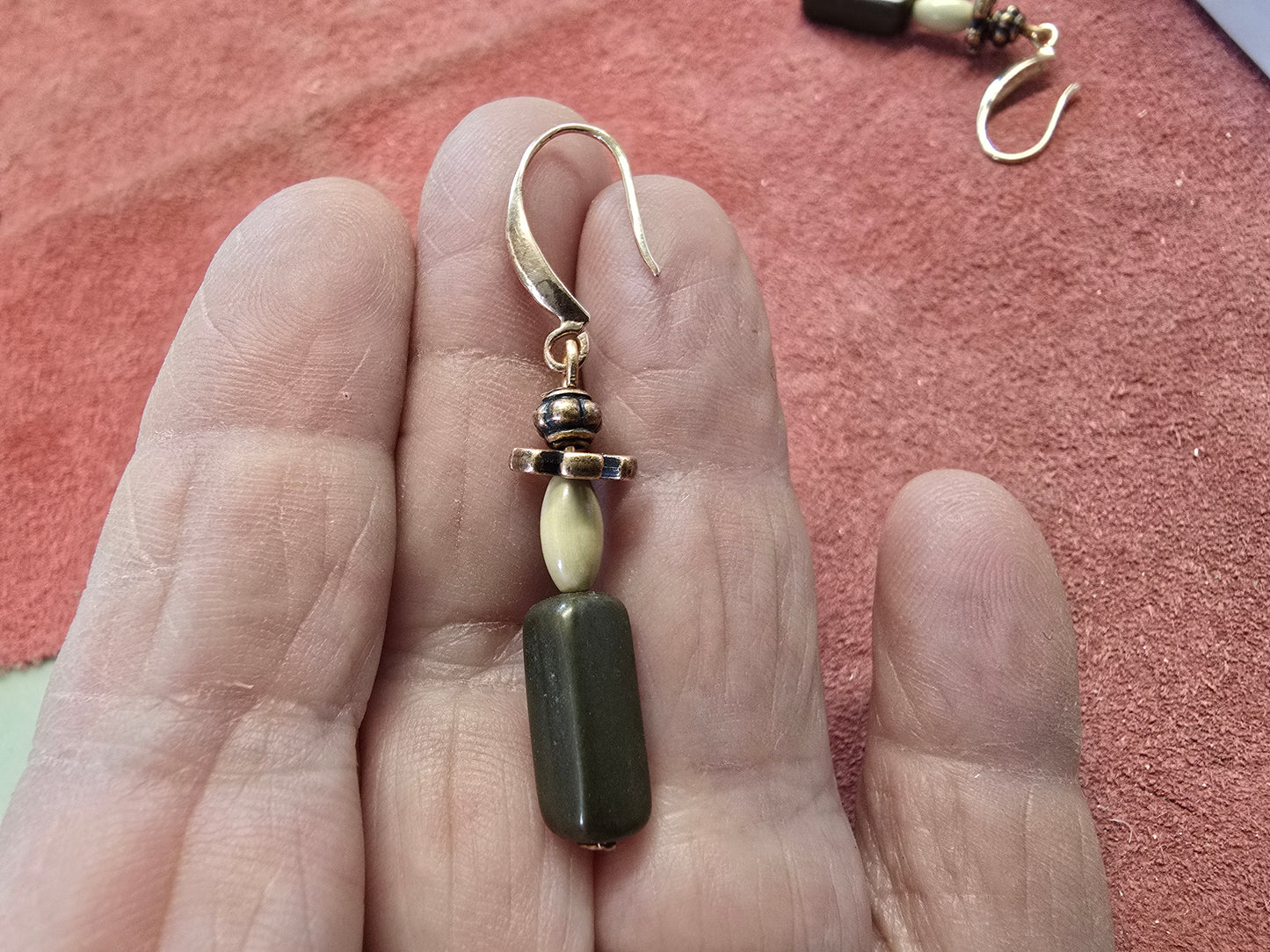 Tiny Copper Fossil Mammoth lvory Earrings