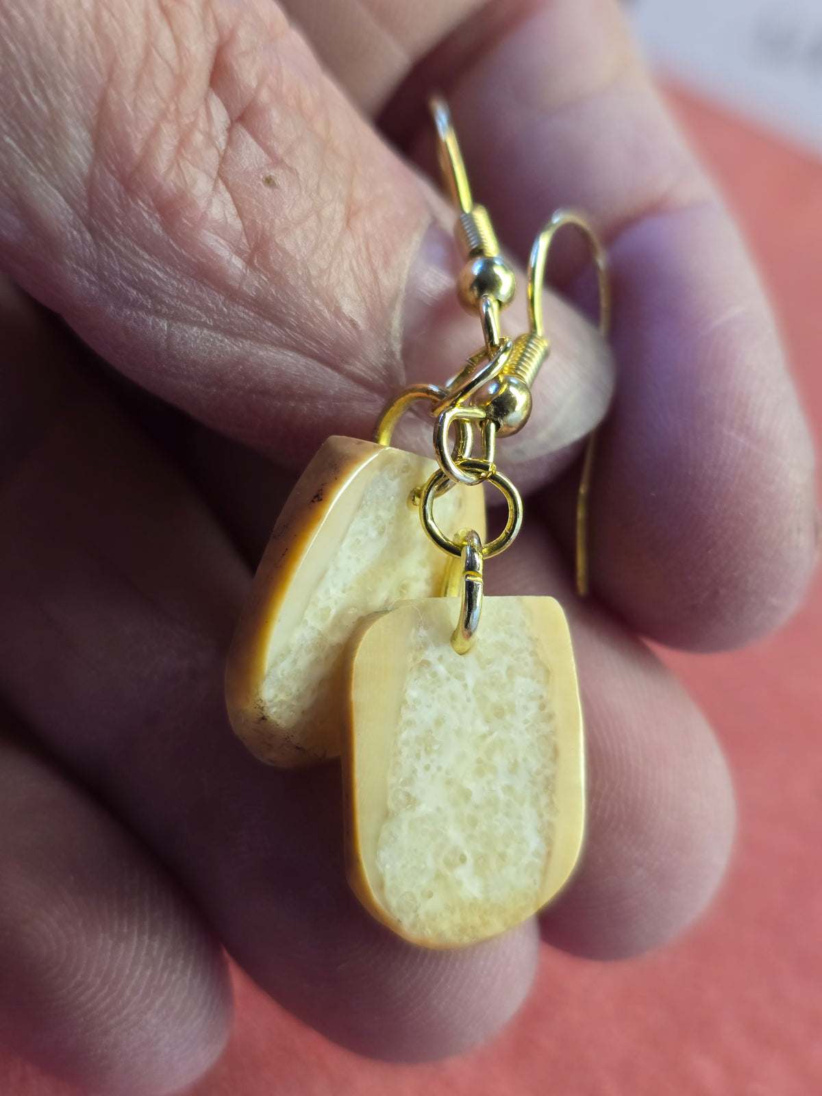 Delicate Fossil Walrus Ivory Earrings