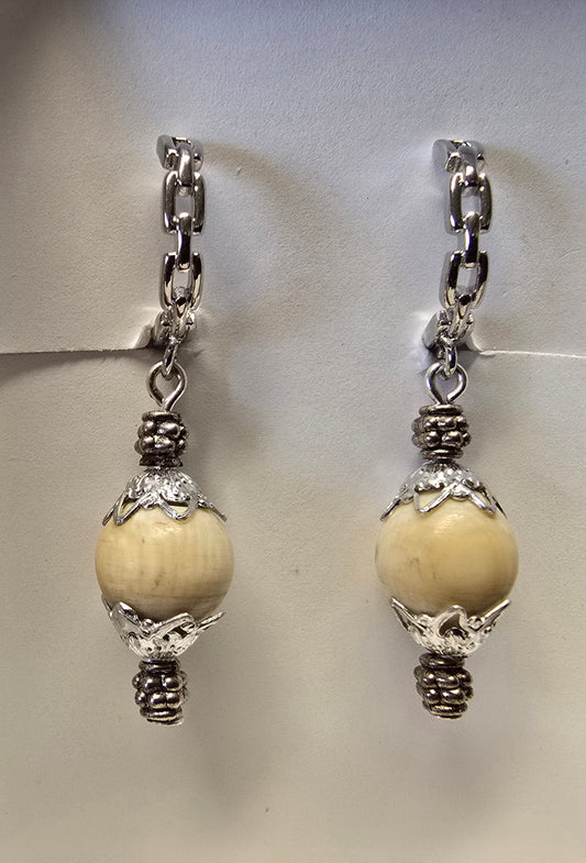 Ancient, Antique, Fossil Mammoth Ivory Earrings