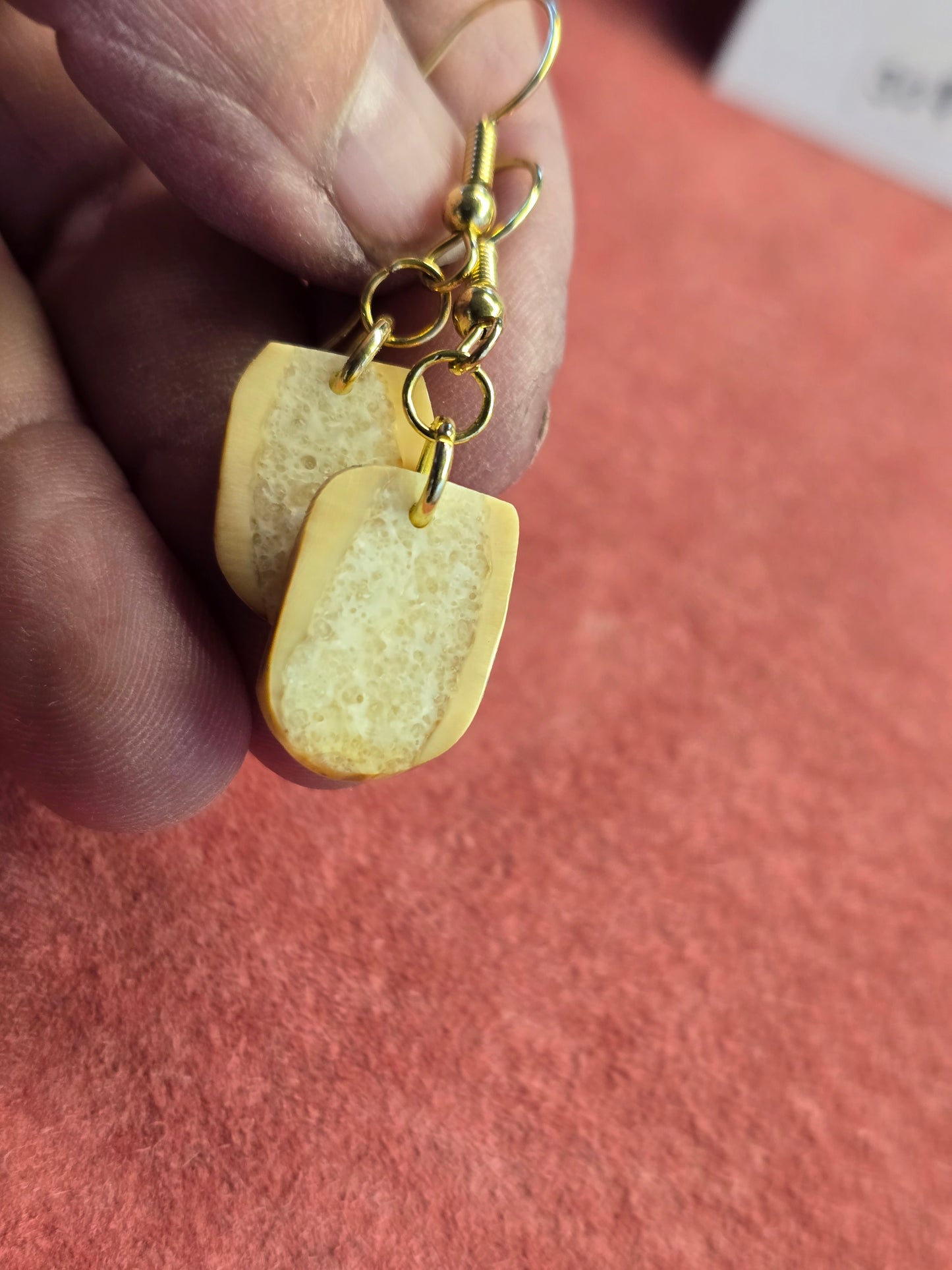 Delicate Fossil Walrus Ivory Earrings