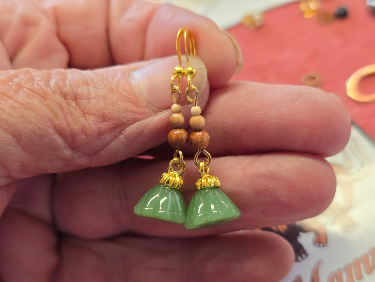 Tiny Fossil Mammoth Ivory Bead Earrings