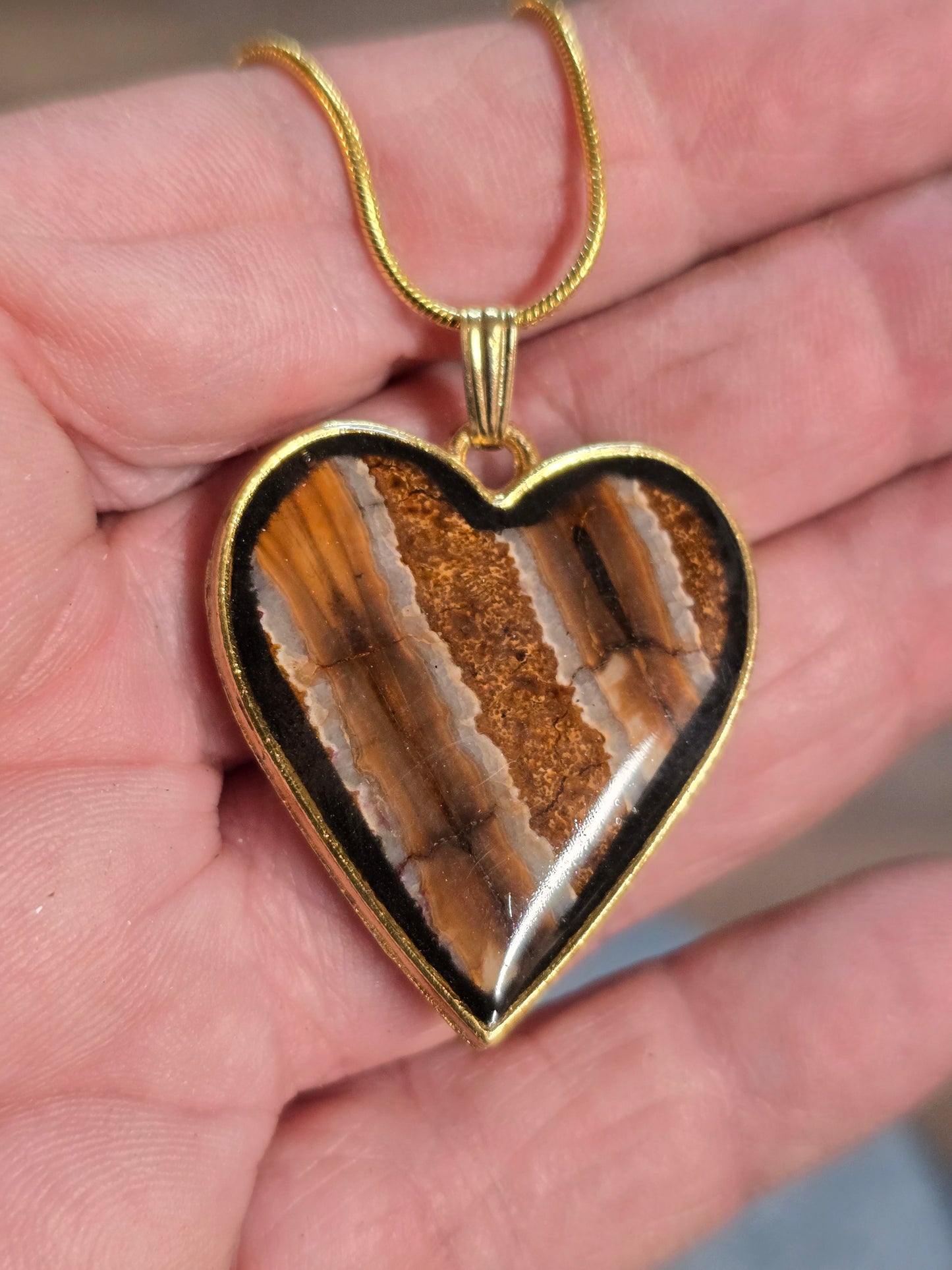 Fossil Mammoth Tooth Heart Necklace