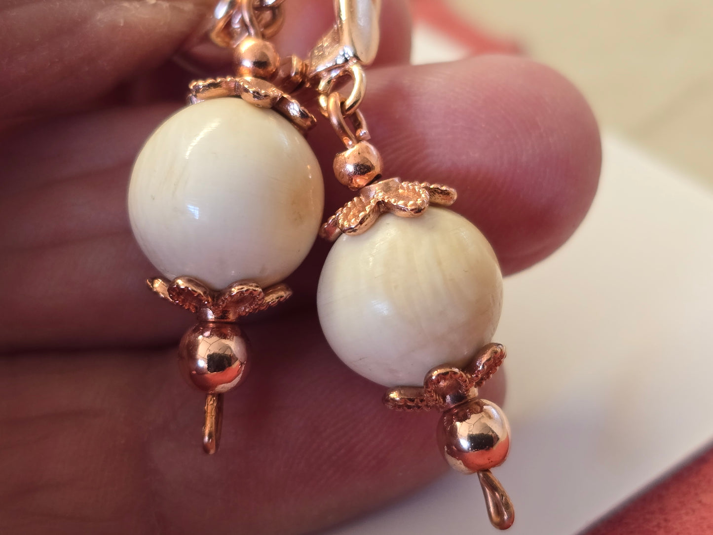 Ancient Fossil Mammoth lvory Bead Earrings