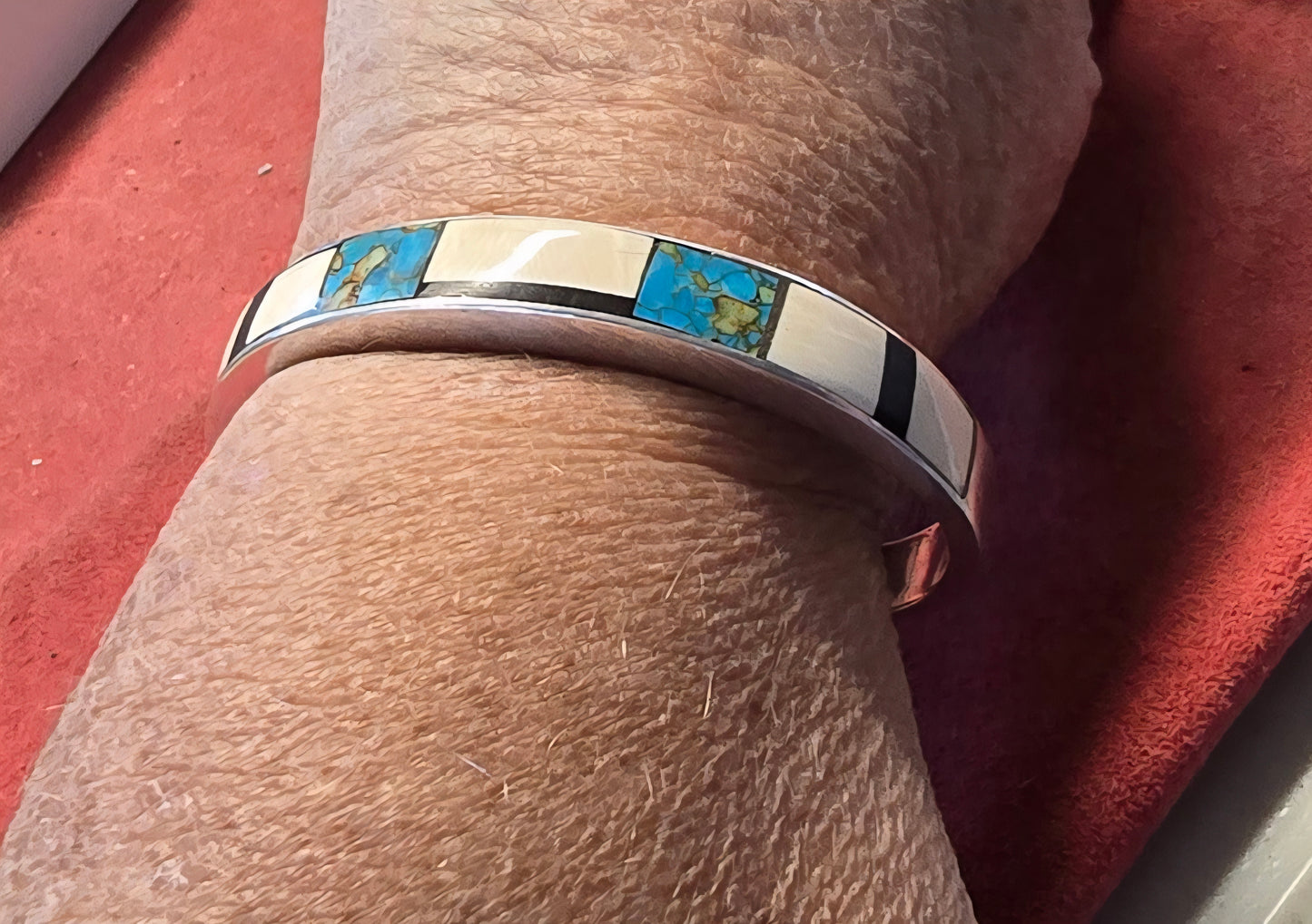 Fossil Mammoth lvory, Turquoise and Sterling Silver Bracelet