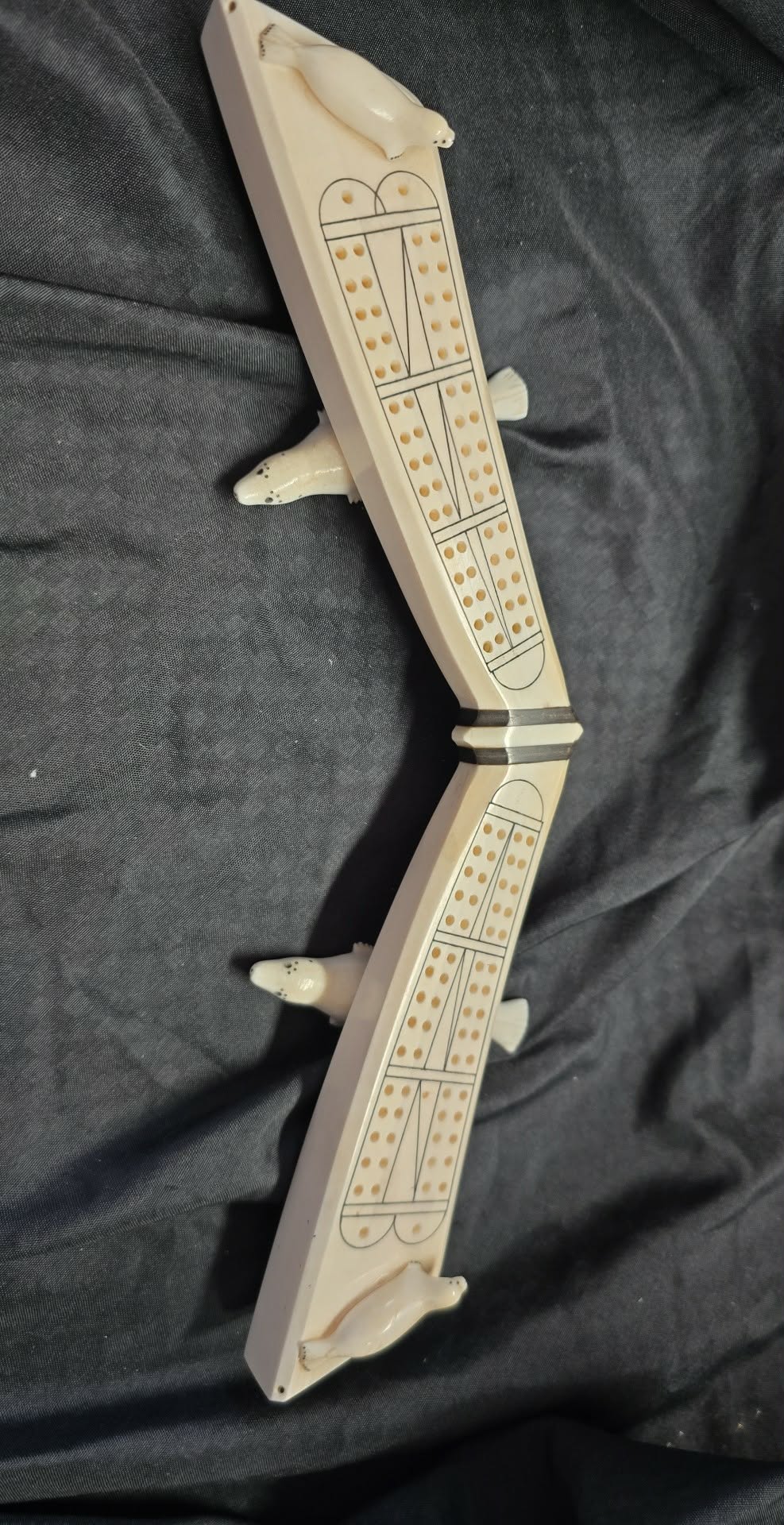 Alaskan Native Made Walrus lvory Cribbage Board