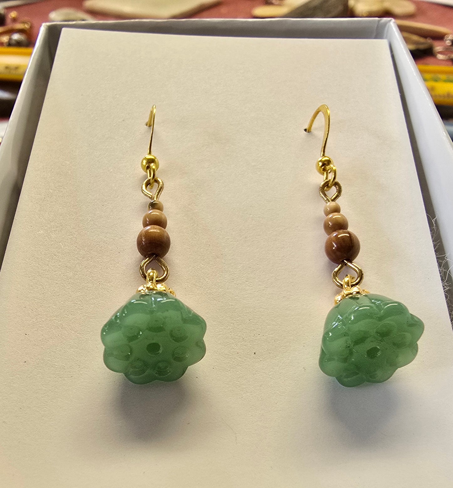 Tiny Fossil Mammoth Ivory Bead Earrings