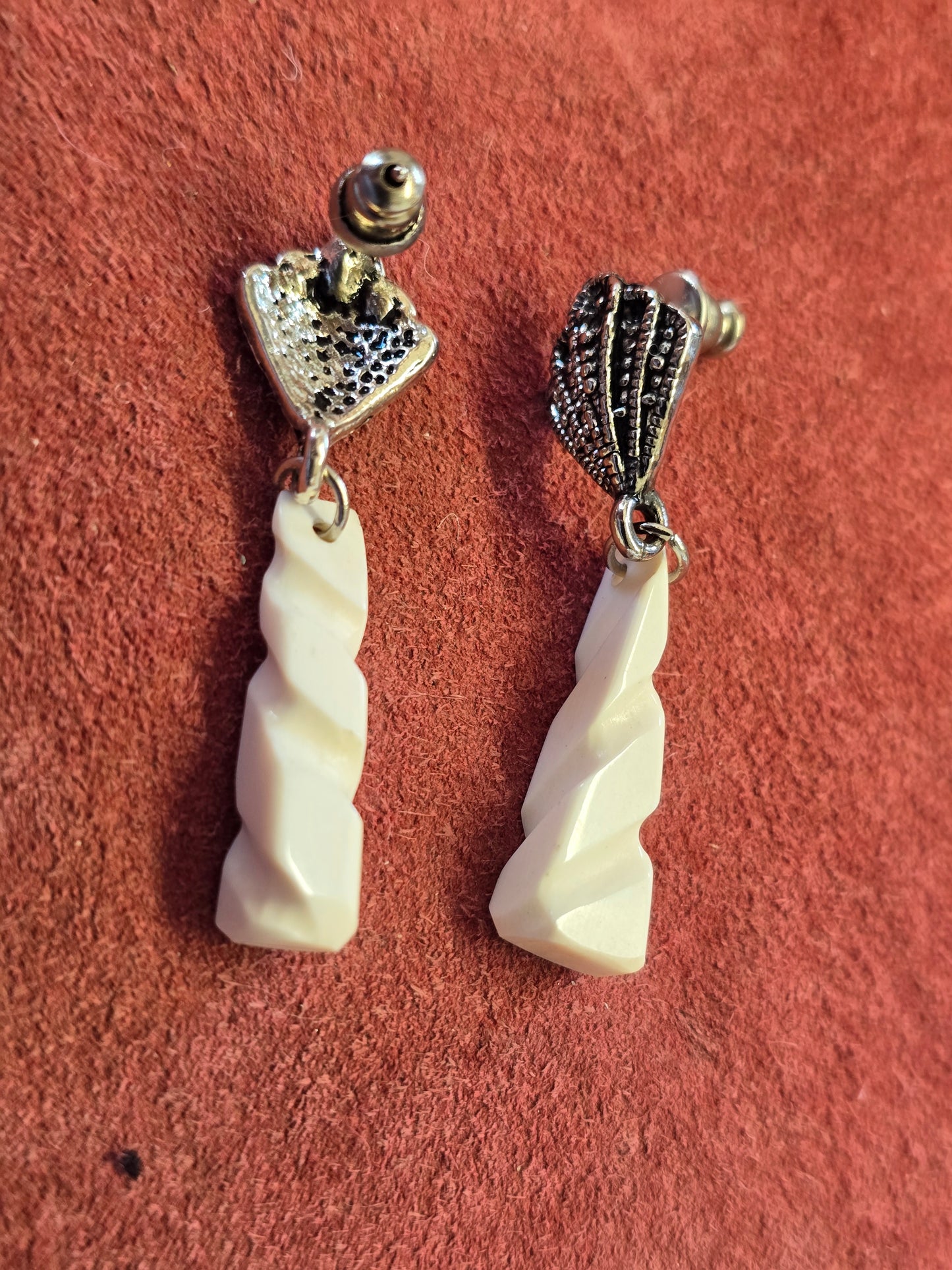 Handcarved Fossil Walrus lvory Earrings