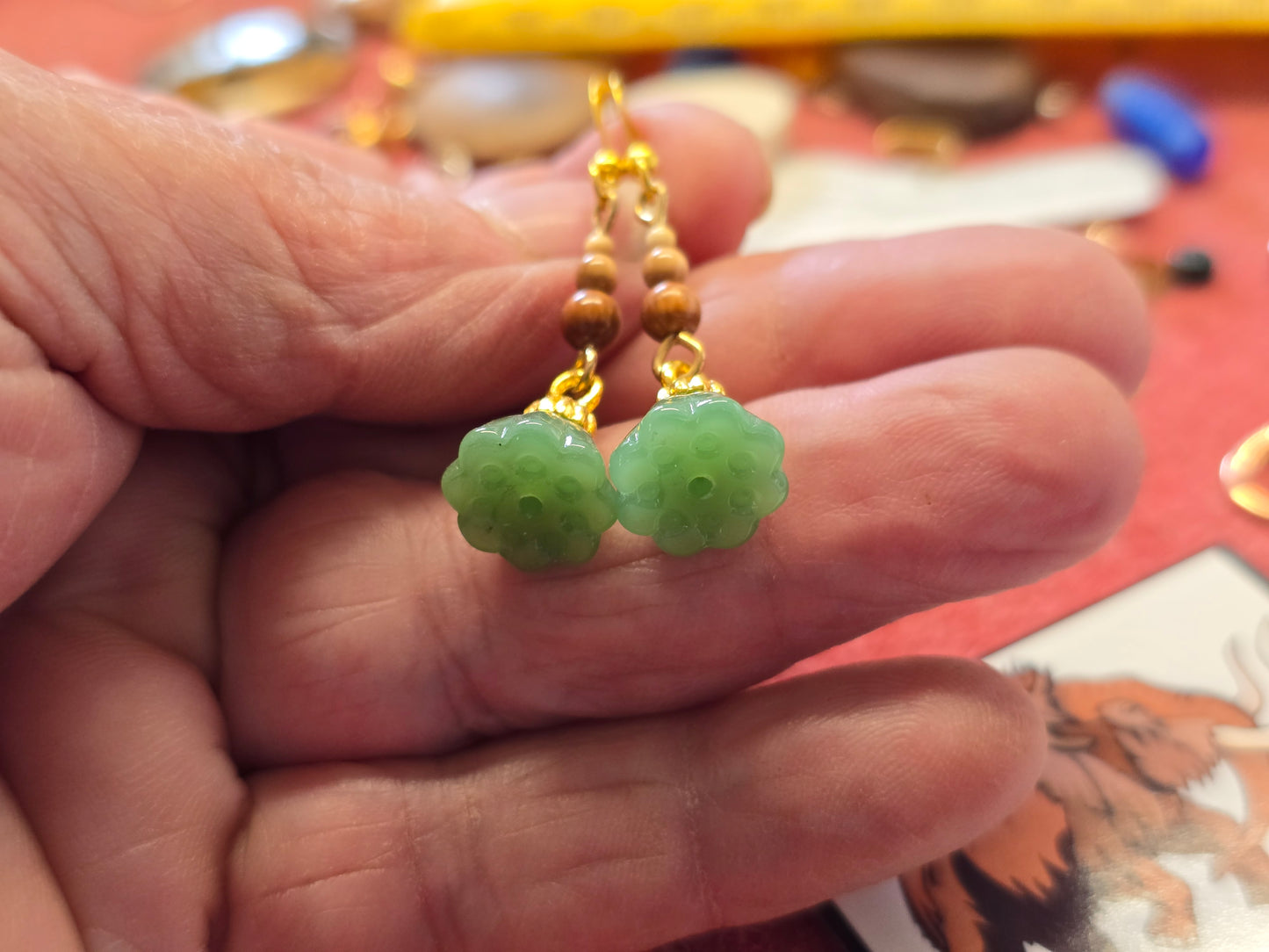 Tiny Fossil Mammoth Ivory Bead Earrings