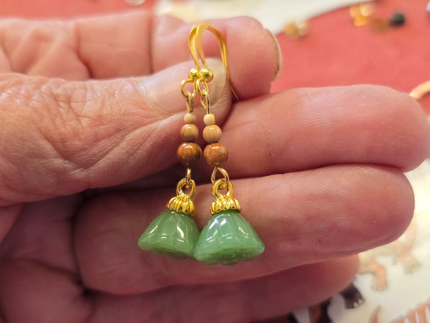 Tiny Fossil Mammoth Ivory Bead Earrings