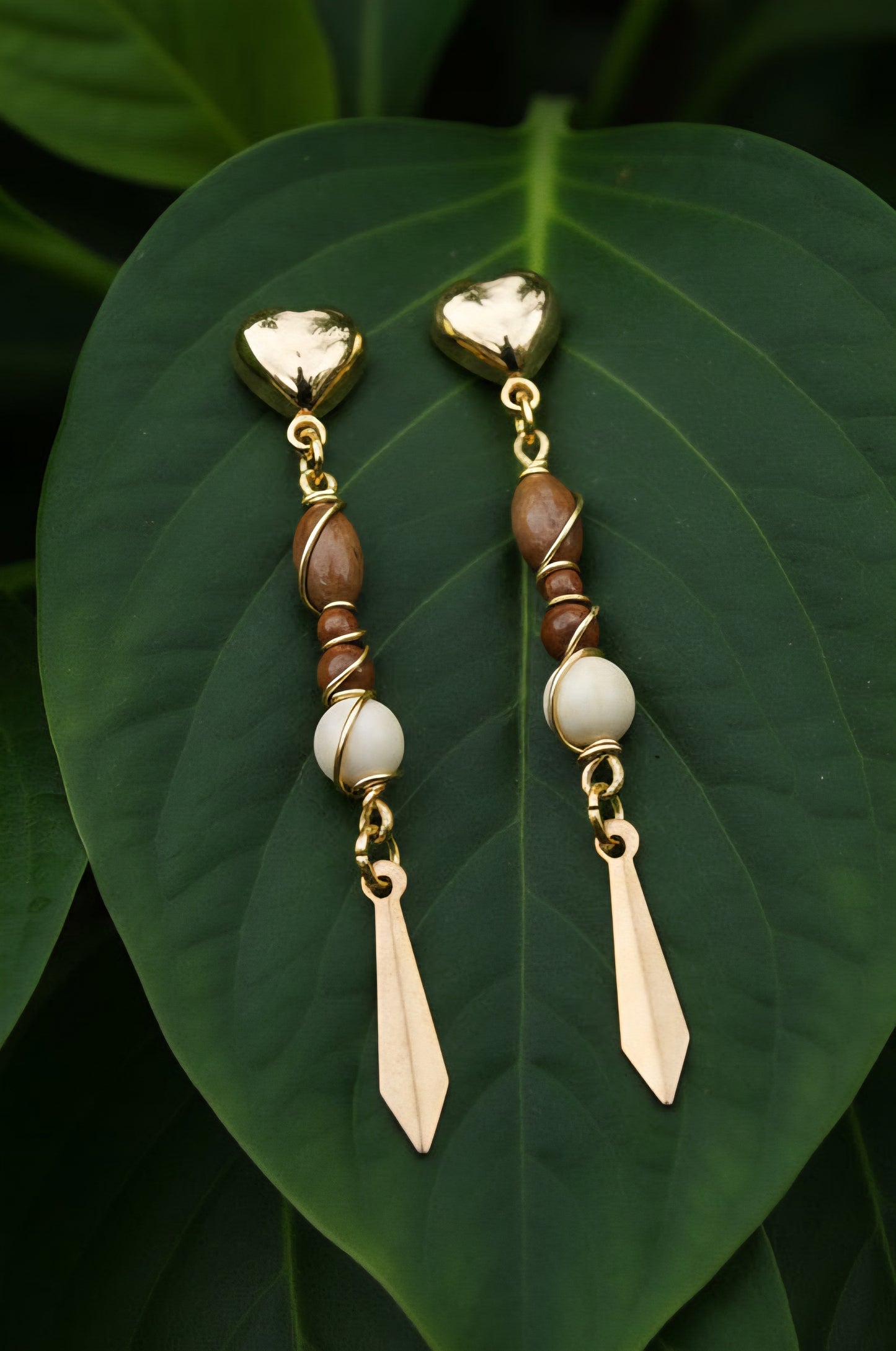 Long, Fossil Mammoth Ivory bead post earrings.