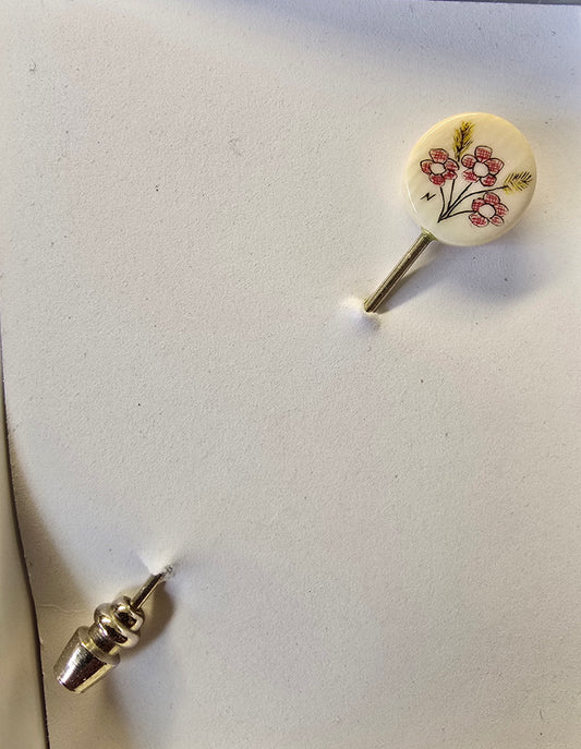 Hawaiian Carved Fossil Mammoth Ivory Scrimshaw Stick Pin