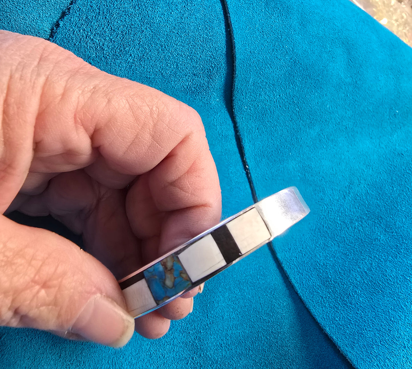 Fossil Mammoth lvory, Turquoise and Sterling Silver Bracelet