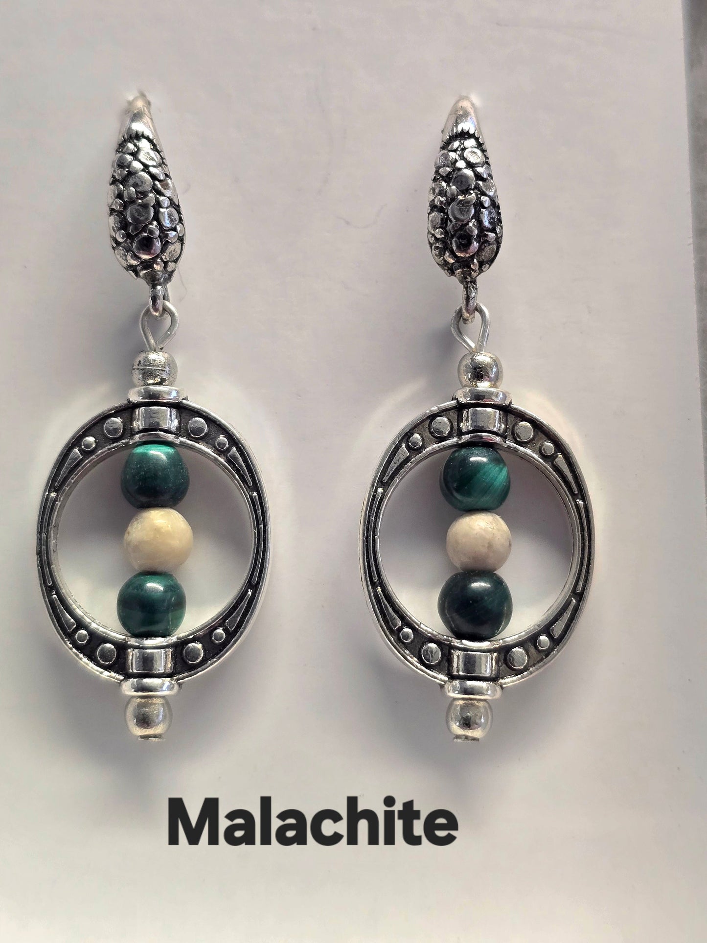 Gemstone & Fossil Ivory Earrings