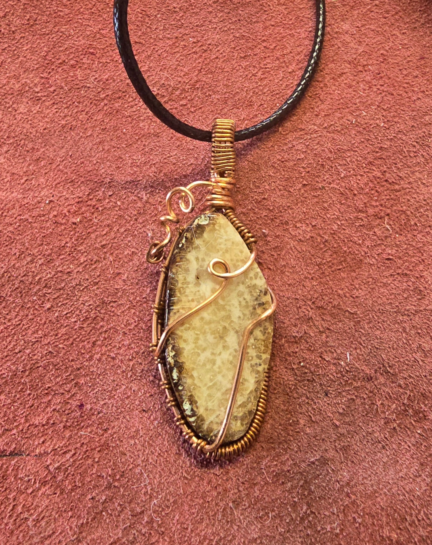 Beach Comber's Wire Wrapped Fossil Walrus lvory Necklace