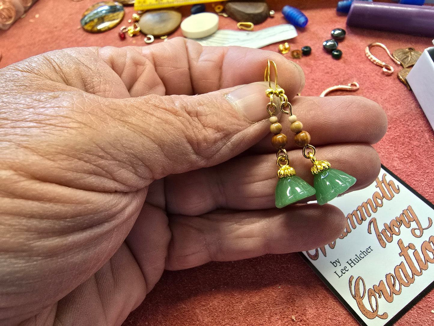 Tiny Fossil Mammoth Ivory Bead Earrings