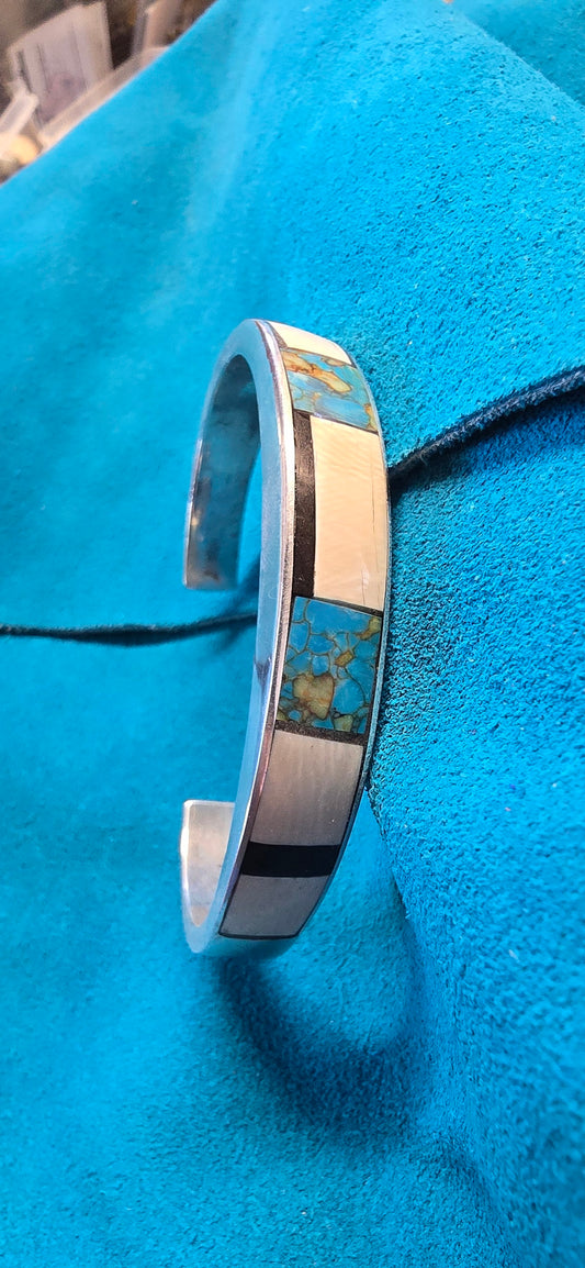 Fossil Mammoth lvory, Turquoise and Sterling Silver Bracelet