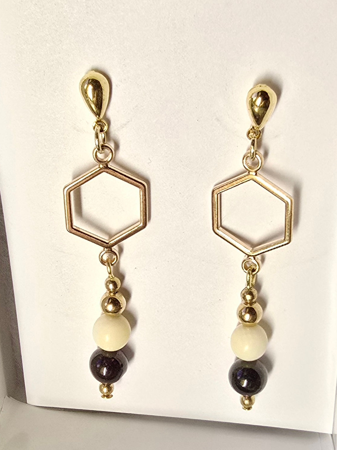 Fossil Mammoth lvory and Garnet Post Earrings