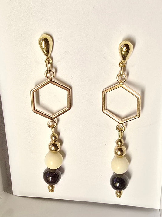 Fossil Mammoth lvory and Garnet Post Earrings