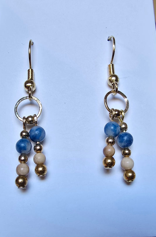 Fossil Mammoth Ivory & Sodalite Bead Earrings