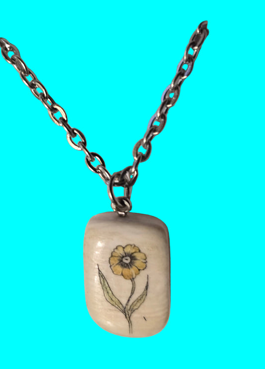 Scrimshawed Fossil Walrus Ivory Necklace