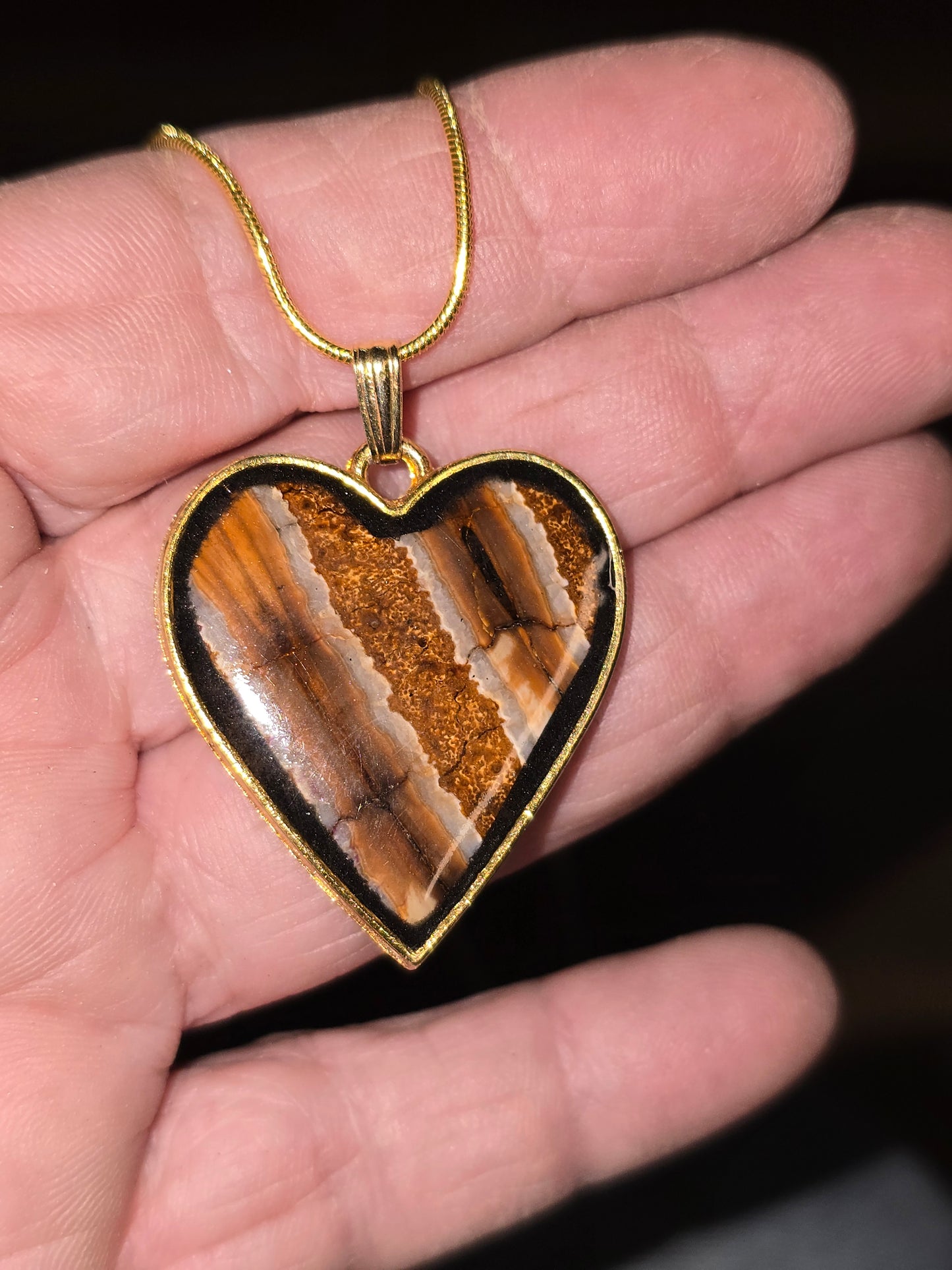Fossil Mammoth Tooth Heart Necklace
