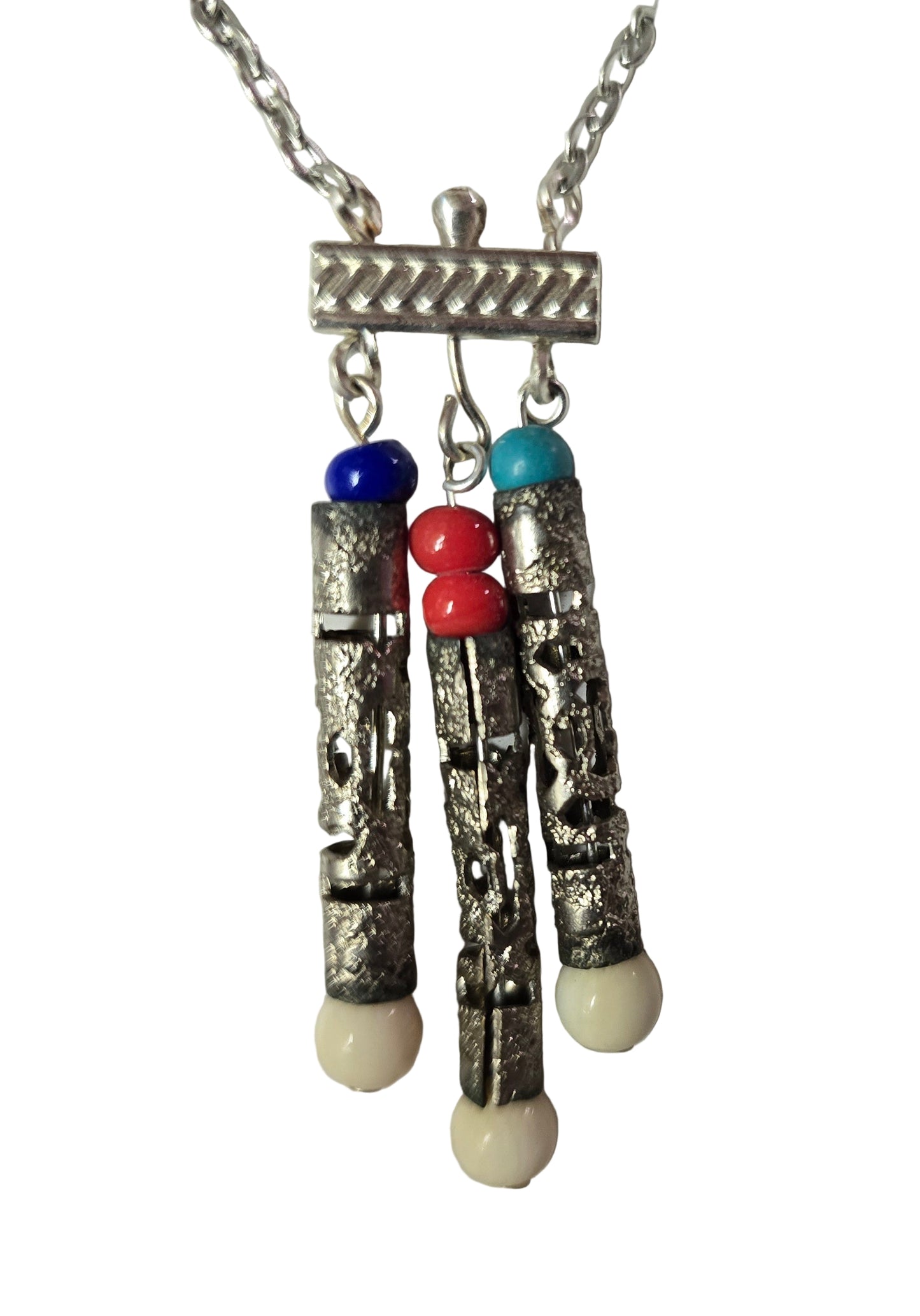 Antique Hand Made Silver Bead Necklace